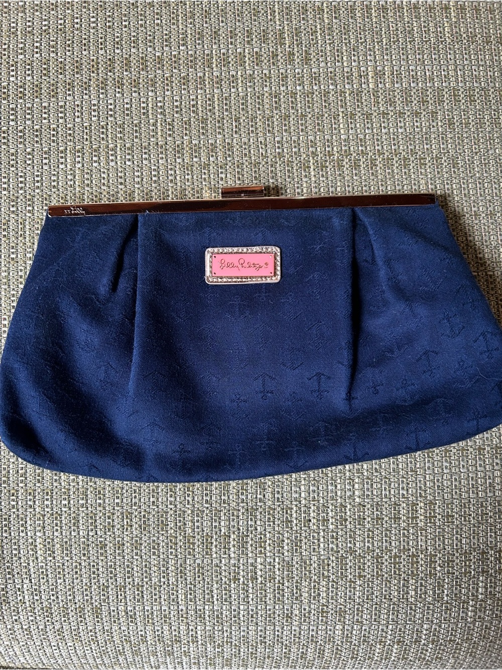 Lilly Pulitzer Navy clutch with anchor details